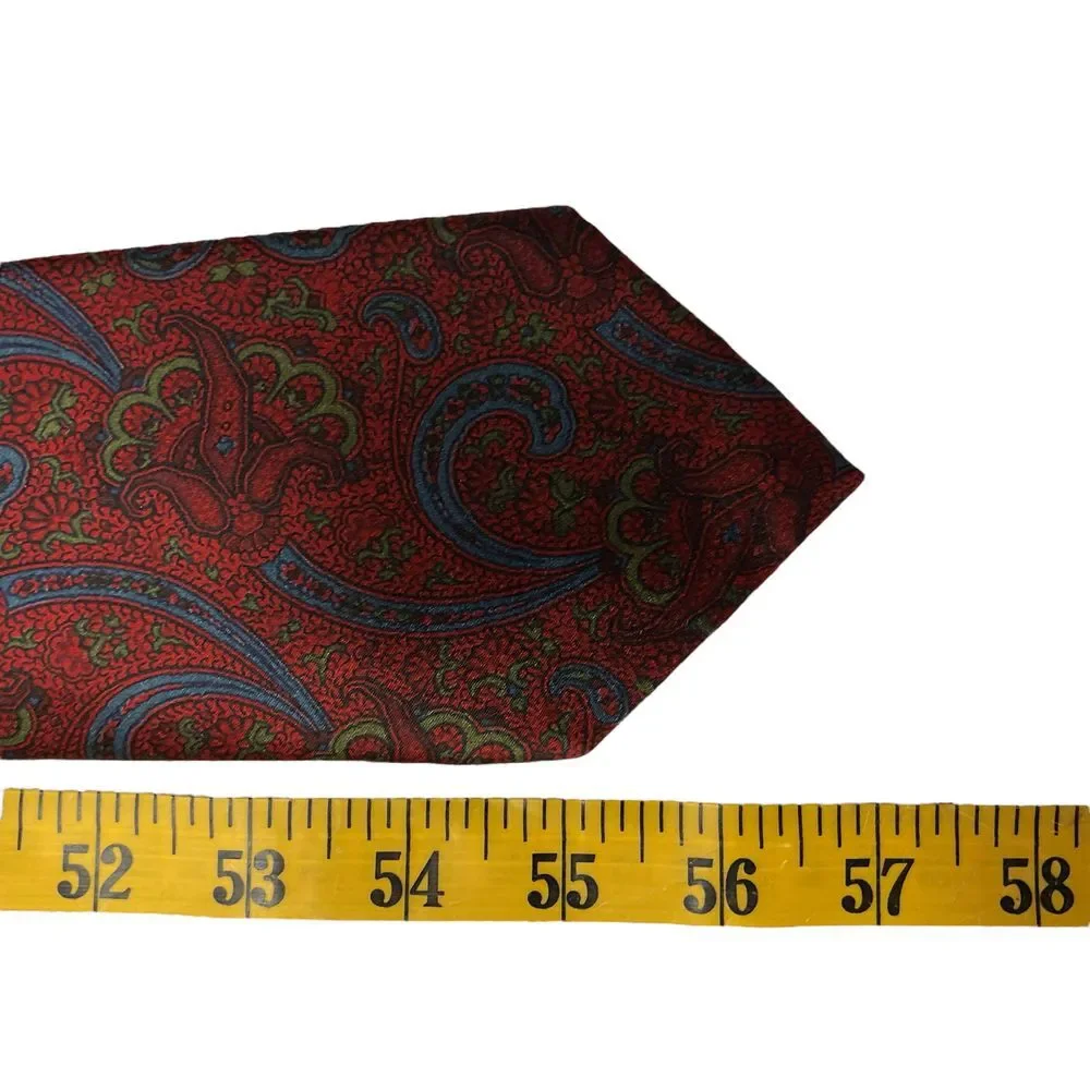 Oscar De La Renta Men's Red Paisley Silk Necktie Blue &‎ Green Classic Business